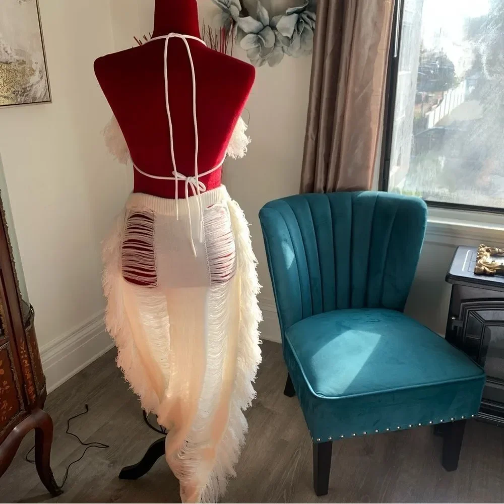 MICAS IVORY KNIT MAXI SKIRT SET - Picture 5 of 9